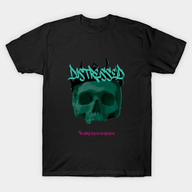 Distressed grunge skull T-Shirt by DriSco